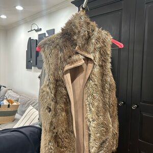 Faux Fur Vest in Brown and Tan